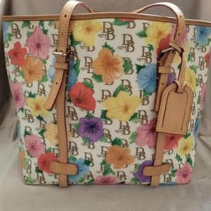 Authentic Dooney & Bourke Floral Tote with Leather Handles - New Condition